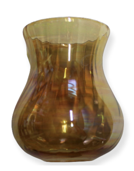 Lampenglas Ersatzglas Ø135mm Höhe 155mm Loch Ø47mm Klarglas Gold-Lüster Leuchtenglas