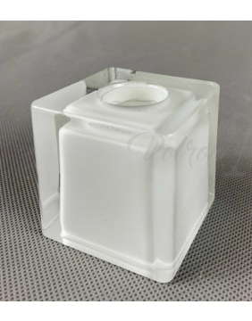 Lampenschirm Cube Würfel G9 Klarglas innen Opalglas weiß 