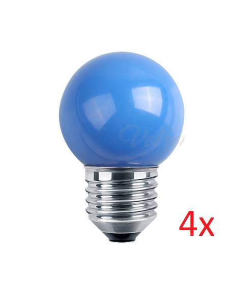 4er Set LED Leuchtmittel Tropfen Glühbirne farbig Deko E27 1W Lampe blau Party Lichterkette