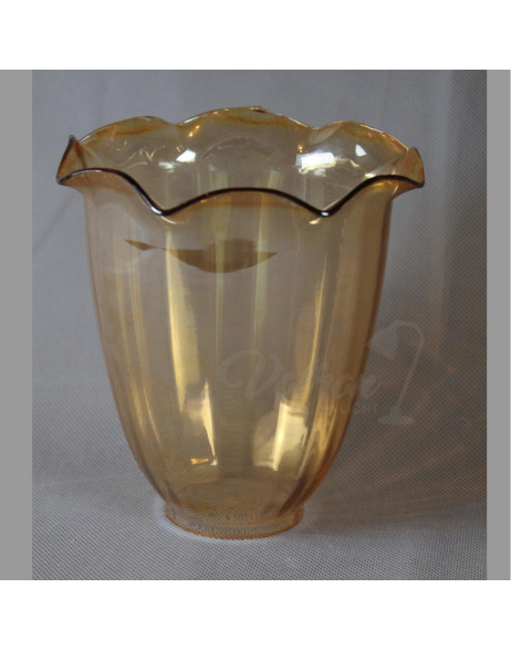 B-Ware Lampenglas Ersatzglas Ø145mm Höhe 155mm Loch Ø49mm Klar Gold-Lüster Leuchtenglas Pendel