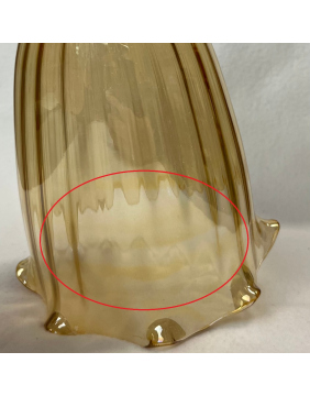 B-Ware Lampenglas Ersatzglas Ø145mm Höhe 155mm Loch Ø49mm Klar Gold-Lüster Leuchtenglas Pendel
