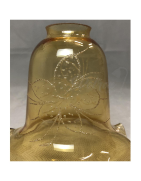 Lampenglas Ersatzglas Ø150mm Höhe 125mm Kragen Ø35mm Gold Lüster mit Dekor Leuchtenglas