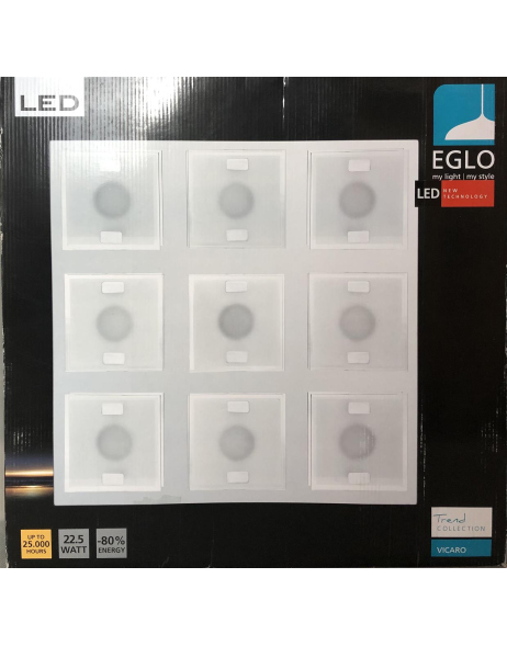Eglo LED Wand-/Deckenleuchte Deckenlampe VICARO 9-flg.eckig chrom Gla