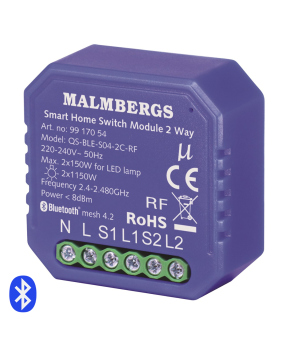 Malmbergs Smart Home Bluetooth RF Wandschalter Module 2 Wege Schalter 9917054 Alexa Google App