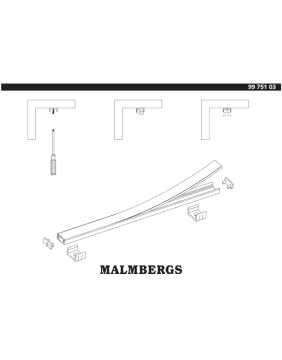 Malmbergs LED Alu Profil Aufputz flach FUORI 1m inkl.opaler + klarer Abdeckung + Endkappen + Montageklammern  zur einfachen Montage von LED-Stripes 9975103