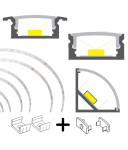 Malmbergs LED Alu Profil 1m inkl. opaler + klarer Abdeckung + Endkappen + Montageklammern zur einfachen Montage von LED-Stripes
