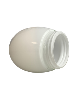 Gewindeglas Ø116mm Höhe 152mm Gewinde 84,5mm weiß glänzend Oval Opalglas Ersatzglas